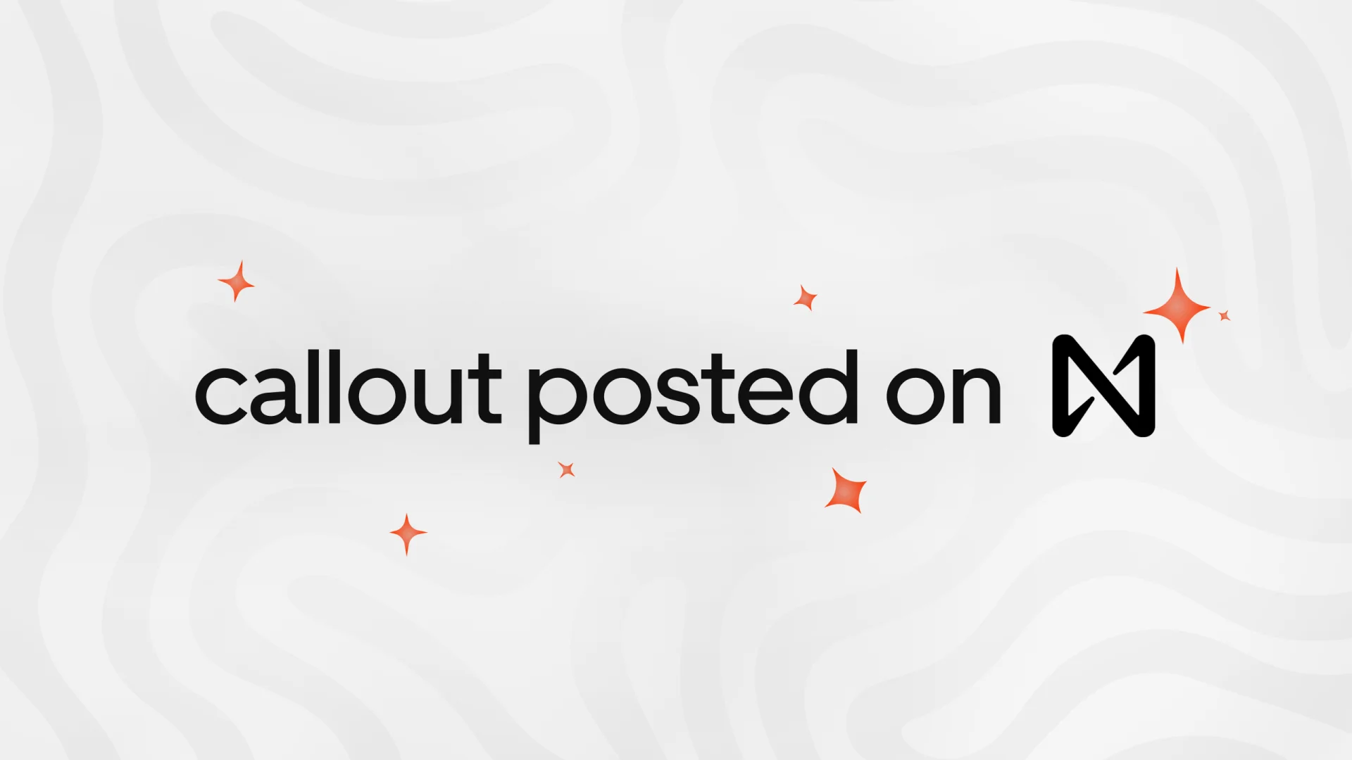 Callout posted on, in black on a light grey background, followed by the NEAR logo, with orange sparkles around the words and concentric arcs behind them