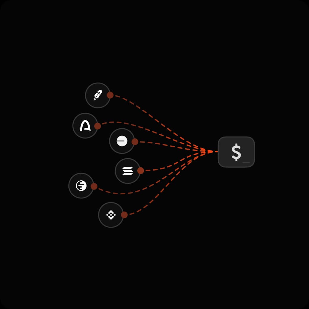 Tokens from six different chains flowing into a single USDC balance