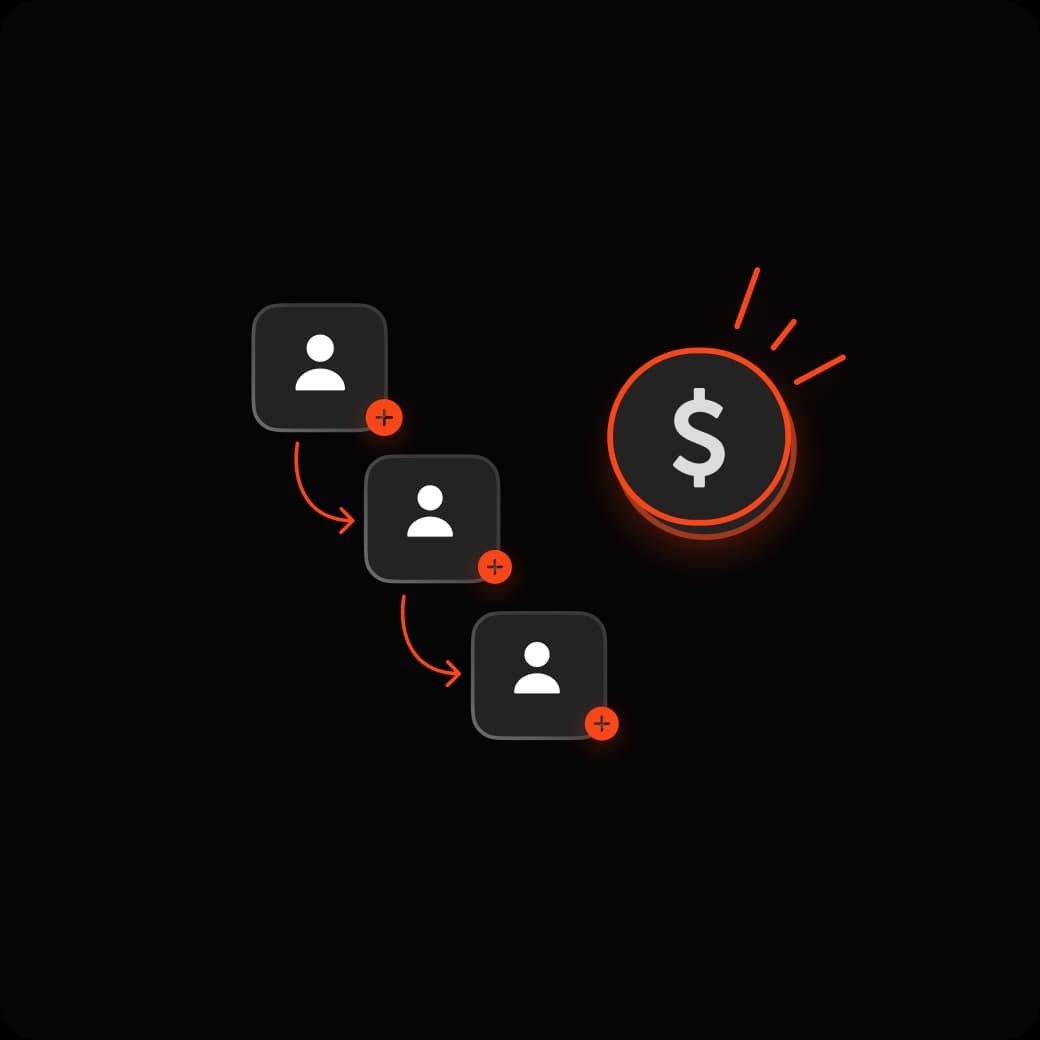 Three linked referral levels leading to a cashback coin